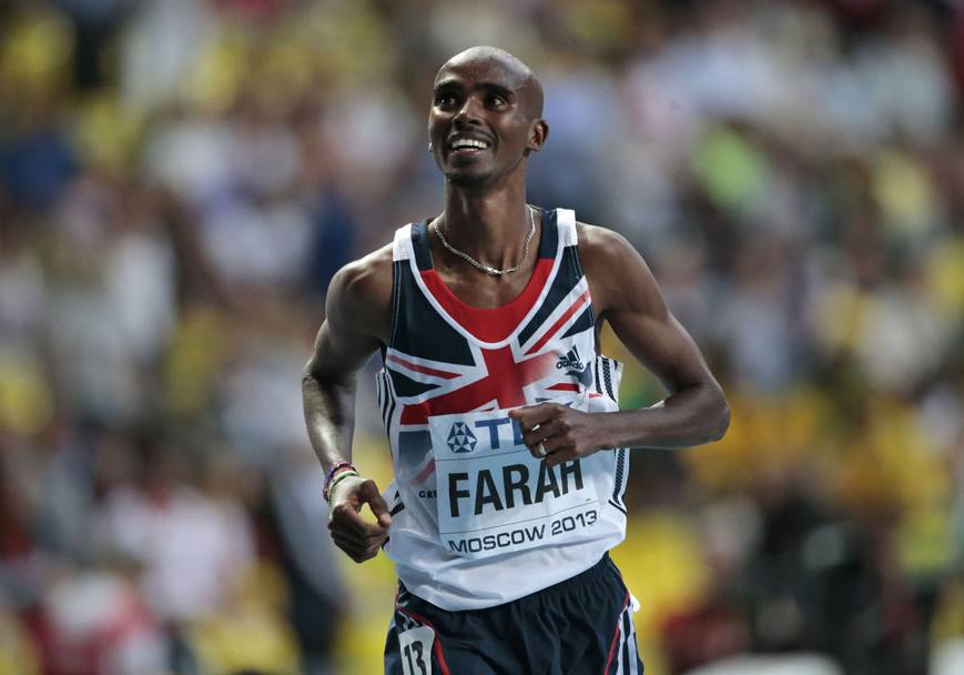 1500 (corsi in 3’28”81, Monaco 2013) e 10.000 (26’46”57, Eugene 2011) sono del britannico di origine somala Mohamed “Mo” Farah, entrato nell’olimpo degli atleti più forti di sempre grazie ai suoi due ori olimpici e ai tre titoli iridati. Lapresse